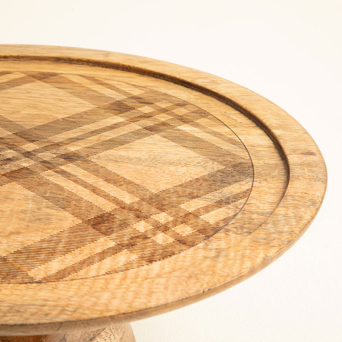 Plaid Footed Cake Stand Natural