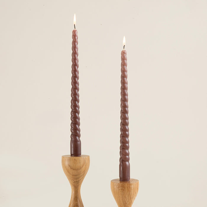 Italian Bract Candle Set Of 2 Mink-Light Mink