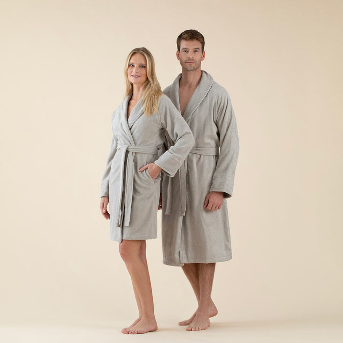 Solid Unisex Bathrobe Light Grey