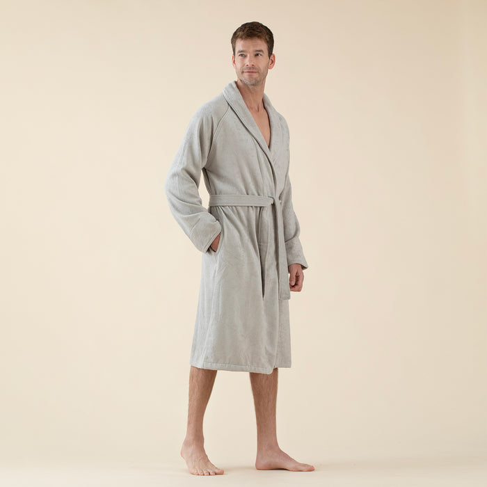 Solid Unisex Bathrobe Light Grey