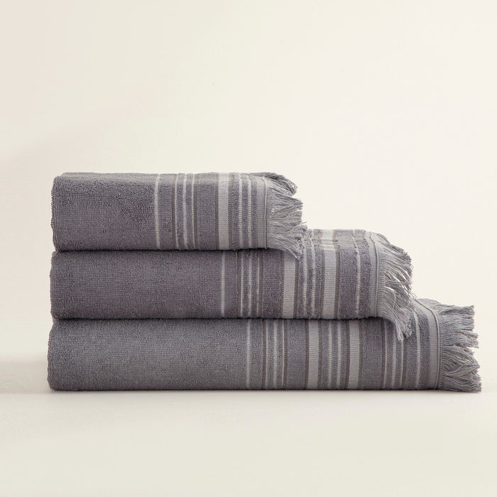 Derin Hand Towel 30x50 cm Light Grey/Dark Grey/Light Grey