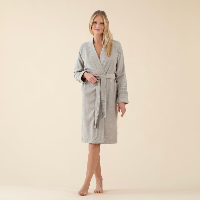 Derin Unisex Bathrobe Light Grey/Dark Grey/Light Grey