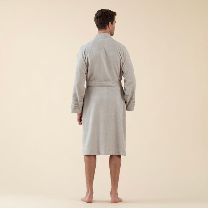 Derin Unisex Bathrobe Light Grey/Dark Grey/Light Grey