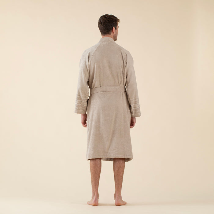 Derin Unisex Bathrobe Beige/Dark Beige/Ecru