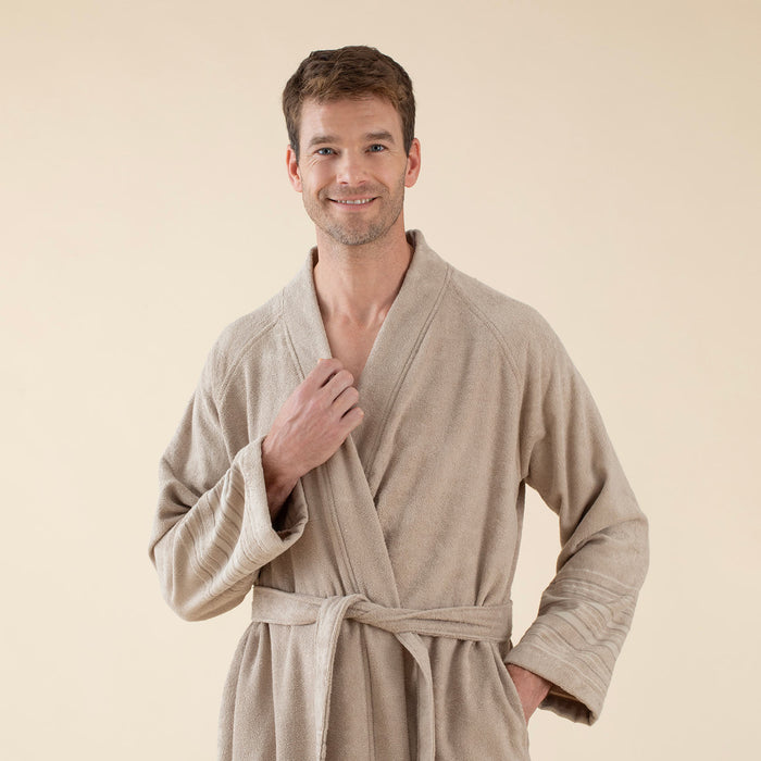 Derin Unisex Bathrobe Beige/Dark Beige/Ecru