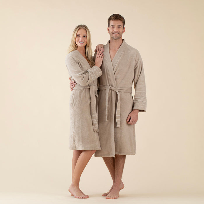 Derin Unisex Bathrobe Beige/Dark Beige/Ecru