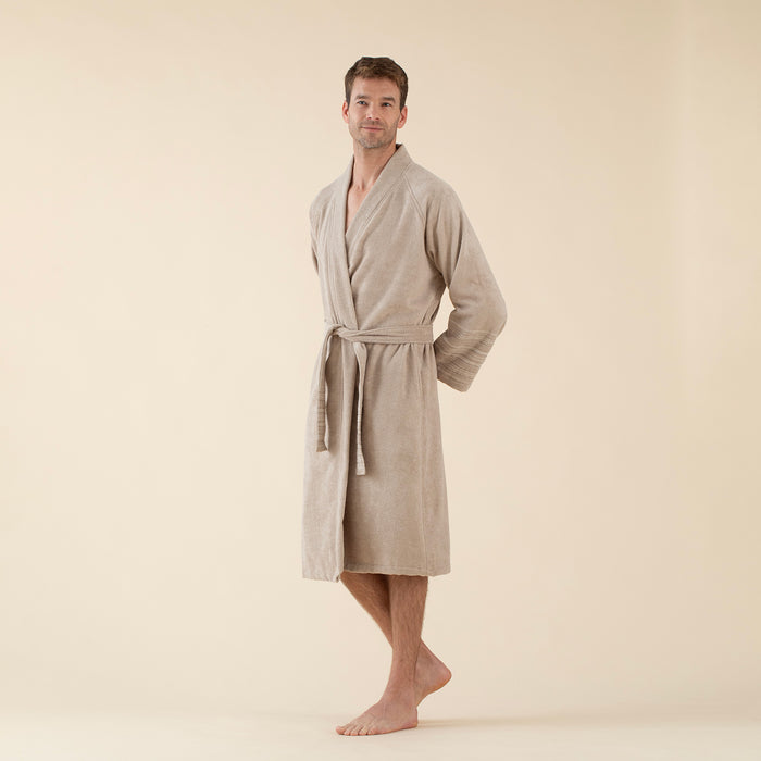 Derin Unisex Bathrobe Beige/Dark Beige/Ecru