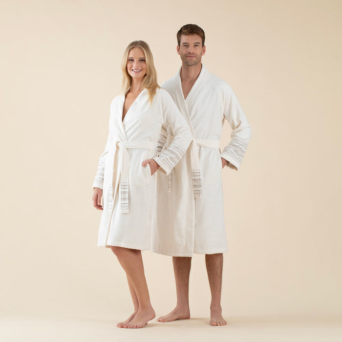 Derin Unisex Bathrobe Ecru/Beige/Brown