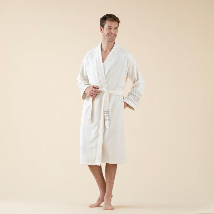 Derin Unisex Bathrobe Ecru/Beige/Brown