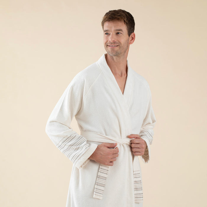 Derin Unisex Bathrobe Ecru/Beige/Brown