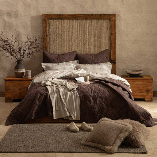 Diamond Bedspread Set King Size 280x260 cm Brown