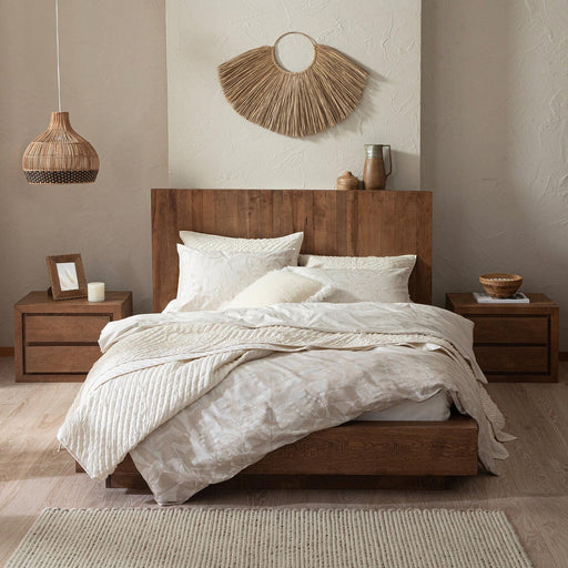 Leaves Duvet Cover Set King Size 230x220 cm Beige