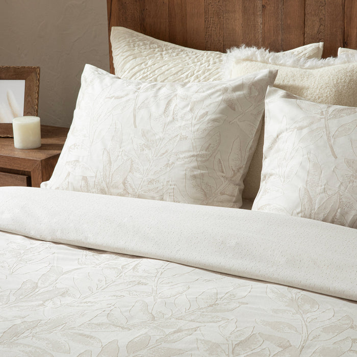 Leaves Duvet Cover Set King Size 230x220 cm Beige