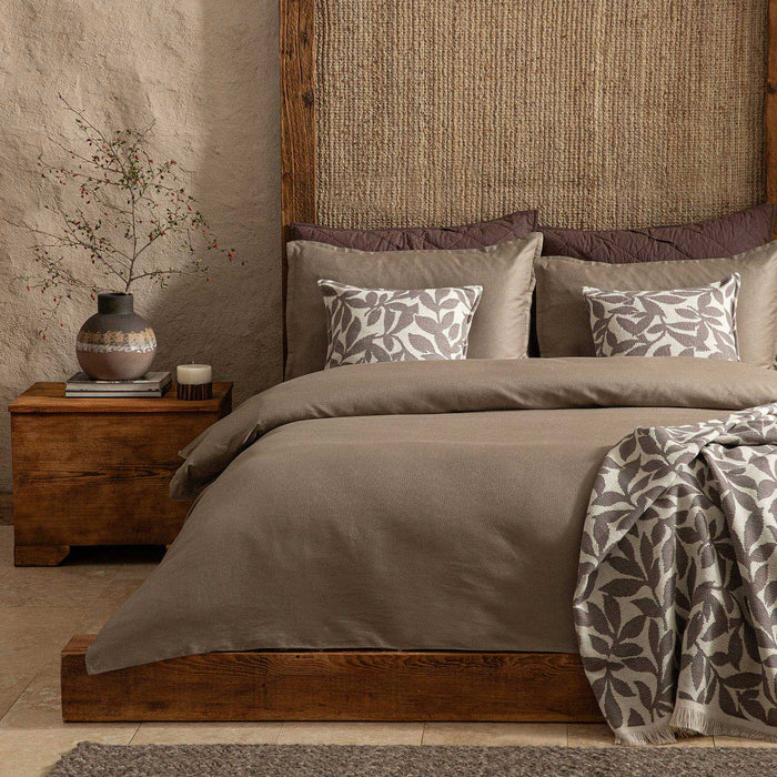 Perle Duvet Cover Set Extra King Size 260x220 cm Coffee