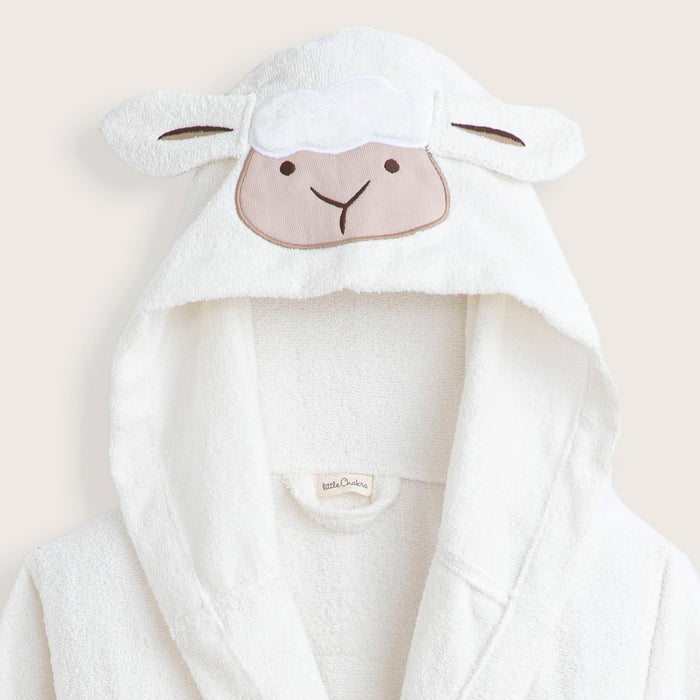 Wool Lamb Bathrobe With Hoodie Vanilla