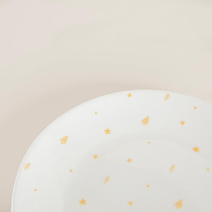 Cielo Serving Plate- 25 cm White-Gold