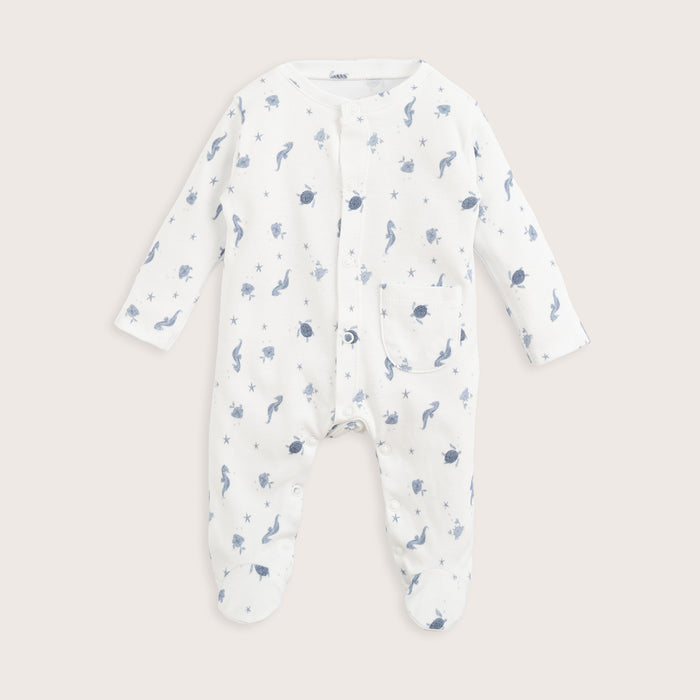 Under The Sea Newborn Footed Jumpsuit Ecru