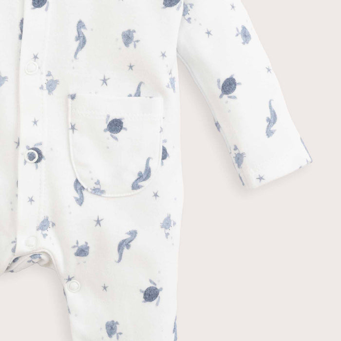 Under The Sea Newborn Footed Jumpsuit Ecru