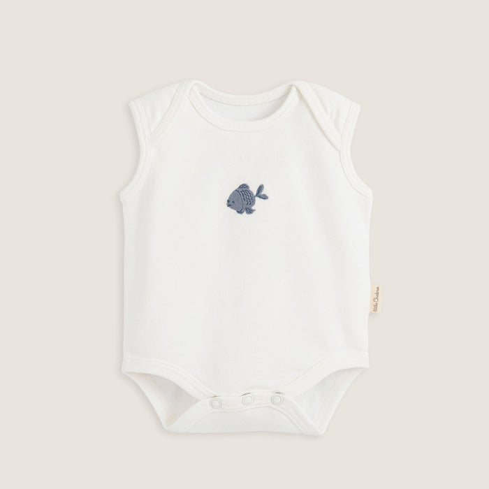 Under The Sea Newborn Sleeveless Body Ecru