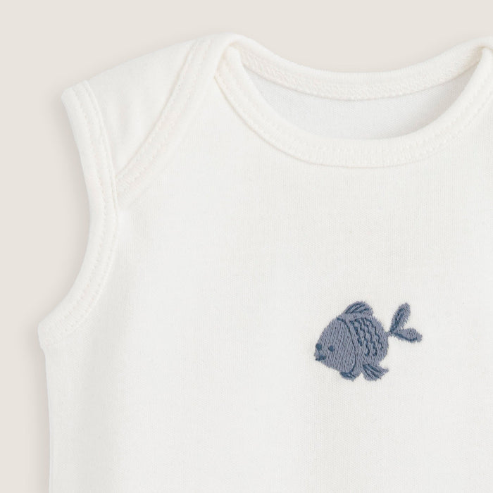 Under The Sea Newborn Sleeveless Body Ecru