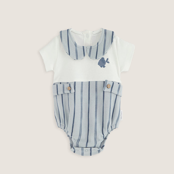 Under The Sea Newborn Short Jumpsuit Ecru/Grey