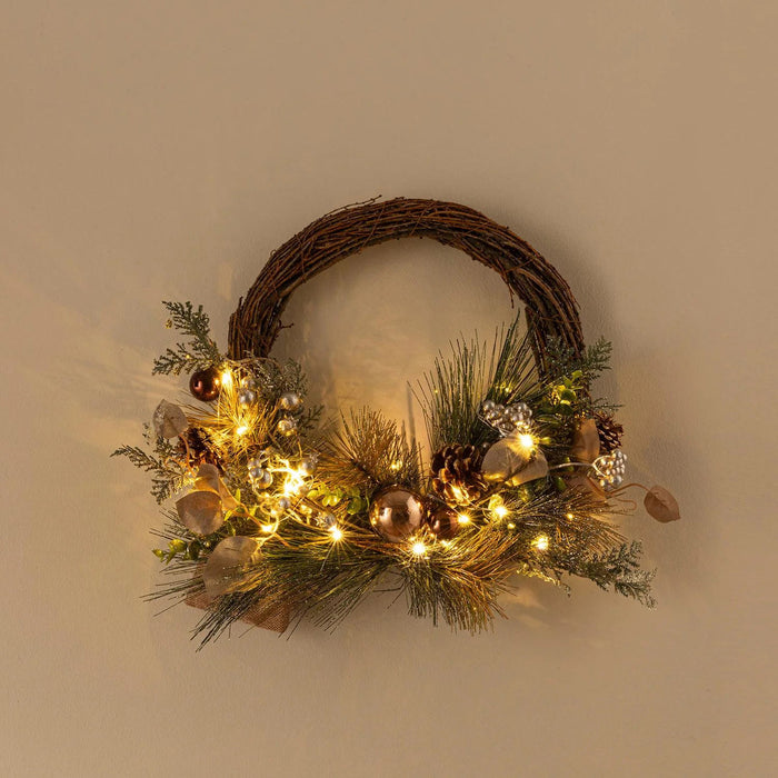 Egoro Xmas Half Wreath with Lighting Natural