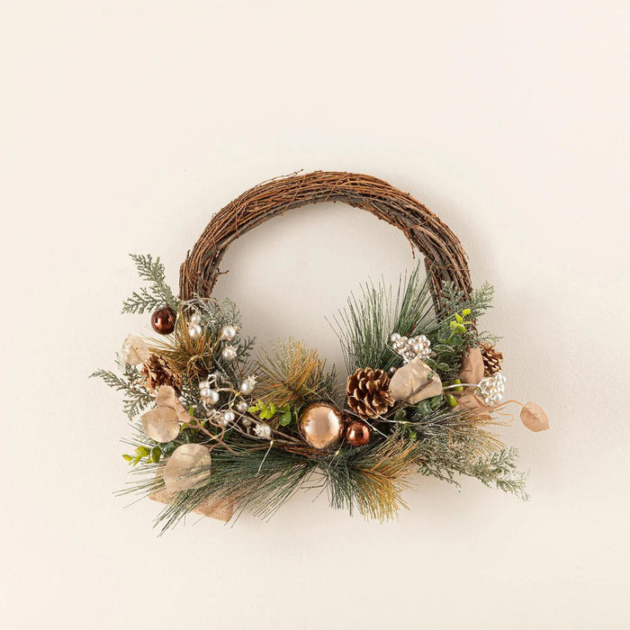 Egoro Xmas Half Wreath with Lighting Natural