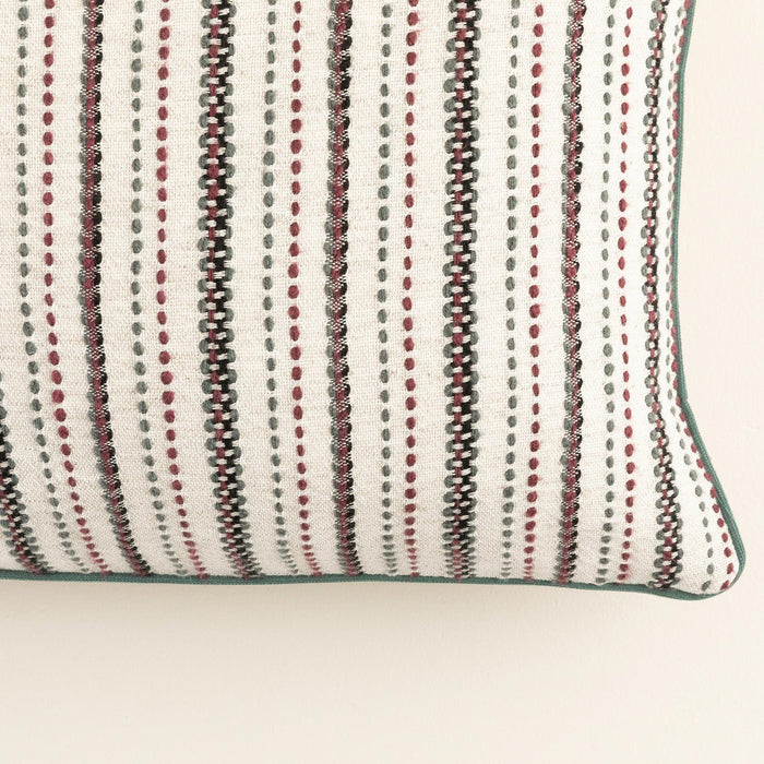 Kaledos Corded Throw Pillow 35x55 cm Ecru/Green