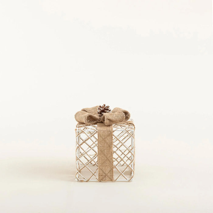 Giftbox Decorative Object With Led 15 Cm Natural