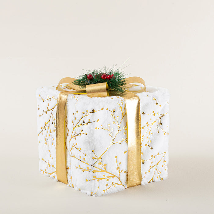 Gifty Christmas Giftbox Decor With Led 25 Cm White