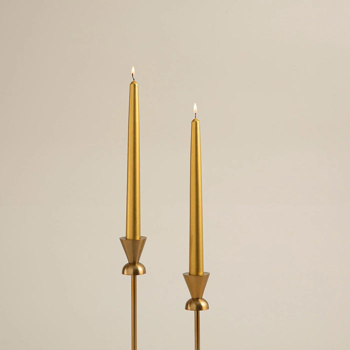 Gilded Candlestick Candle Set of 2 Gold