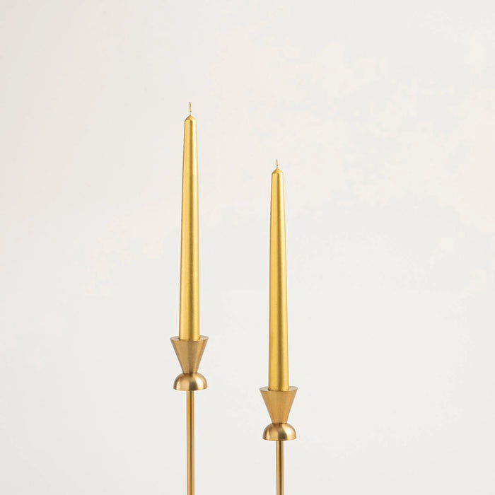 Gilded Candlestick Candle Set of 2 Gold