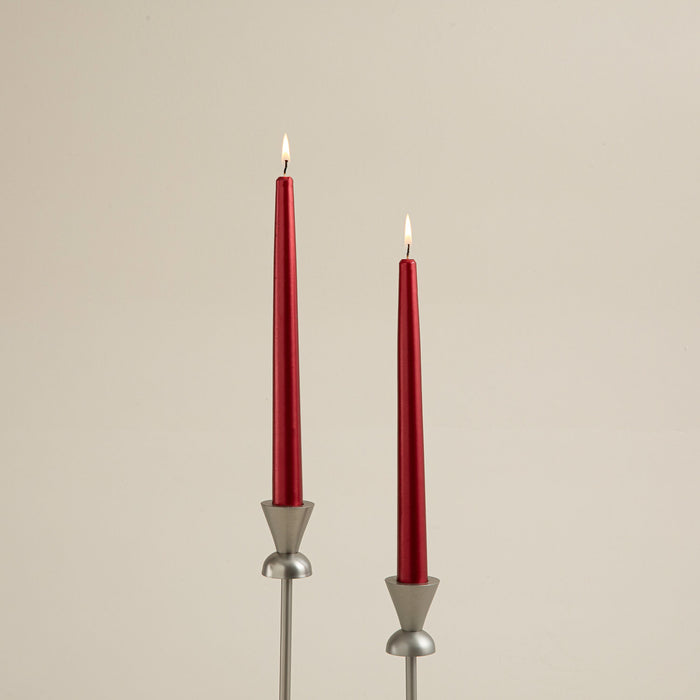 Gilded Candlestick Candle Set of 2 Red