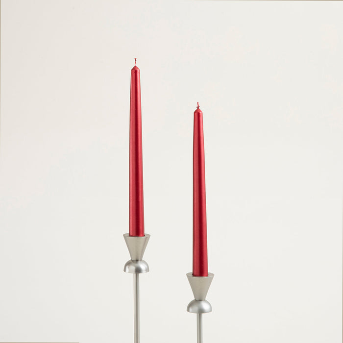 Gilded Candlestick Candle Set of 2 Red