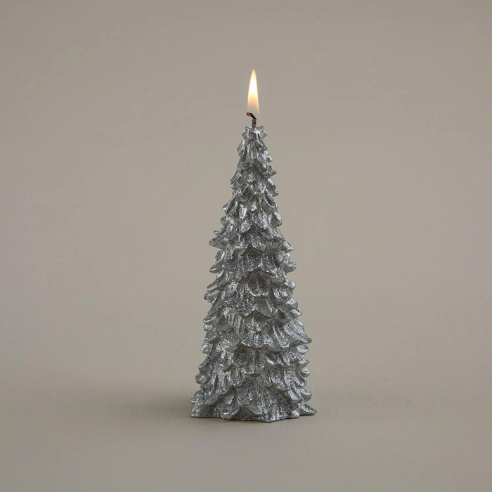 Pinely Pine Tree Candle 14 Cm Silver