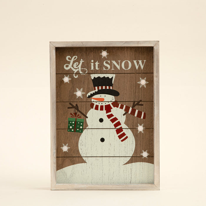 Snowman Christmas Panel With Led Natural