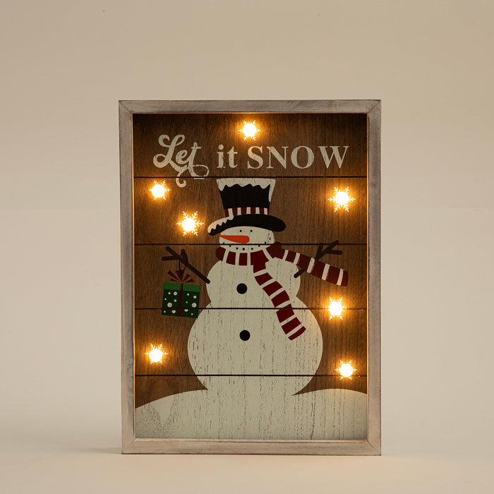 Snowman Christmas Panel With Led Natural