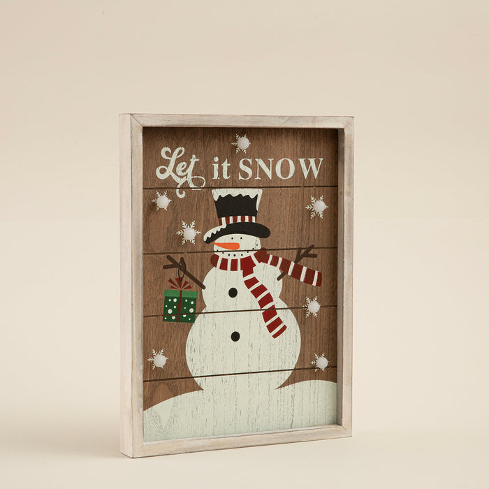 Snowman Christmas Panel With Led Natural