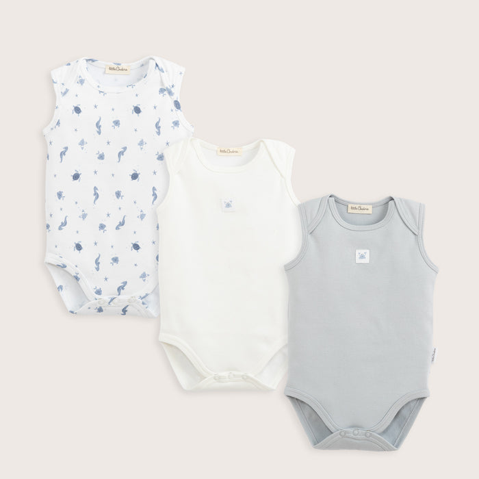 Under The Sea Body Set 3Pcs Ecru/Gray/Printed