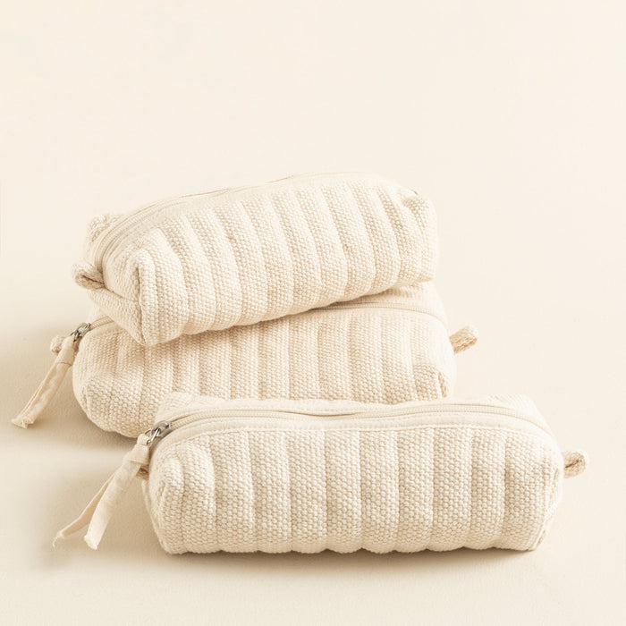 Shimma Woven Cotton Multipurpose Pouch 22x9 Cm Natural