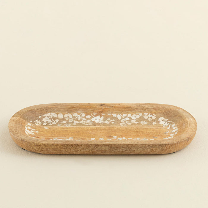 Flowers Serving Plate 30x13 Cm Natural