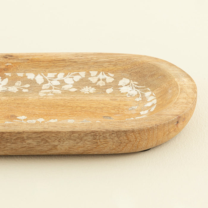 Flowers Serving Plate 30x13 Cm Natural