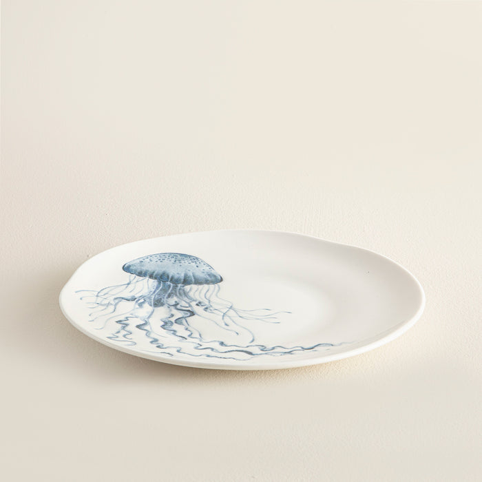 Seaside Jellyfısh Dessert Plate 23 Cm Blue/White