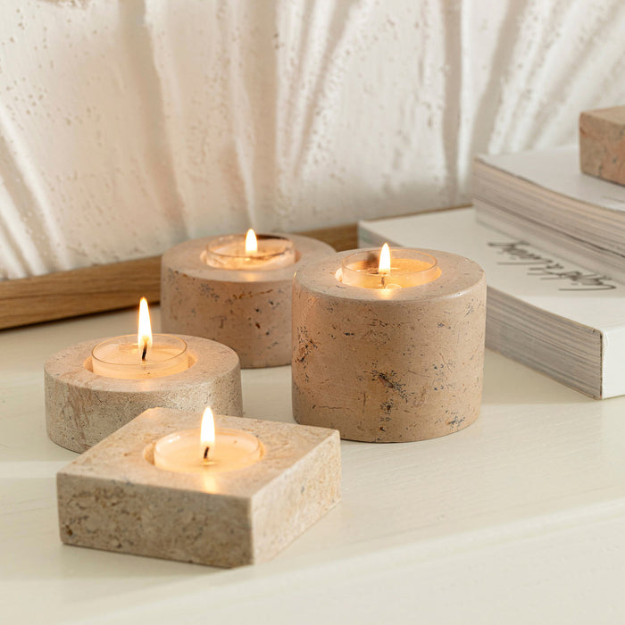 Circle Marble Candleholder 8x3 Cm Natural