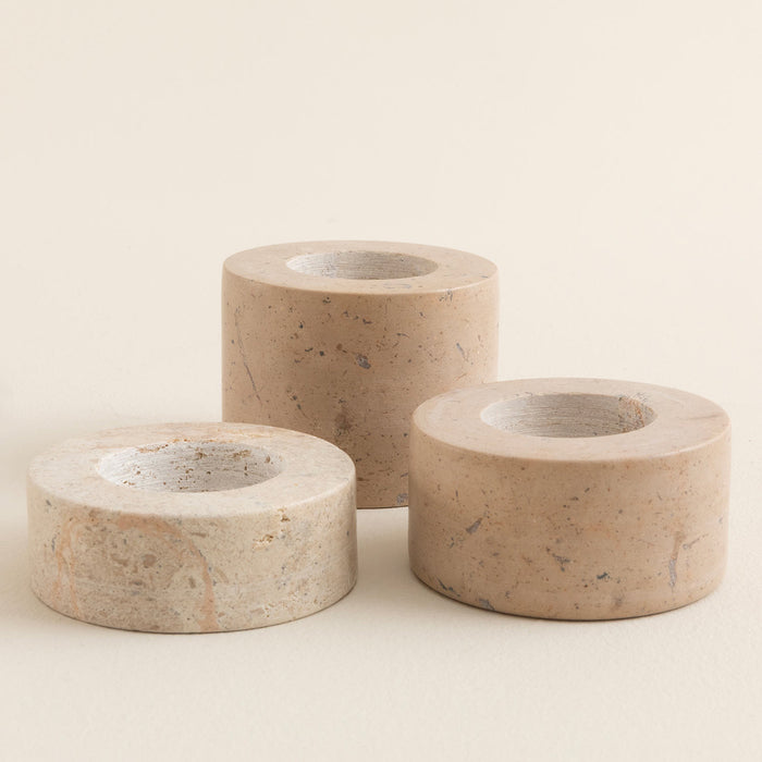 Circle Marble Candleholder 8x3 Cm Natural