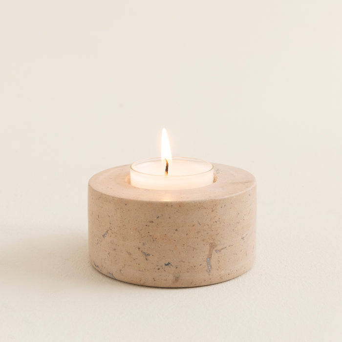 Circle Marble Candleholder 8x4 Cm Natural