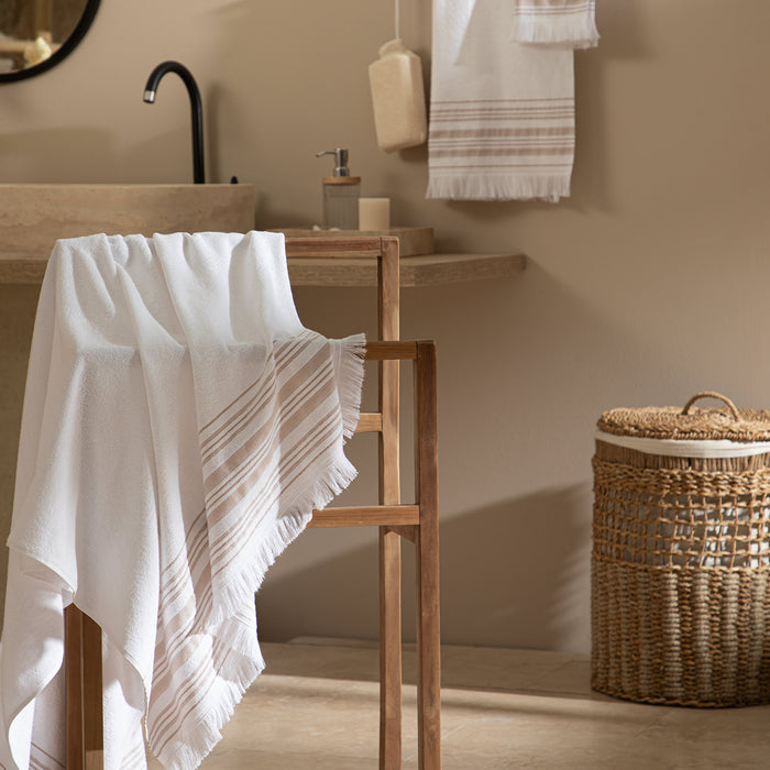 Derın Bath Towel 100x150 Cm Beyaz-Beige