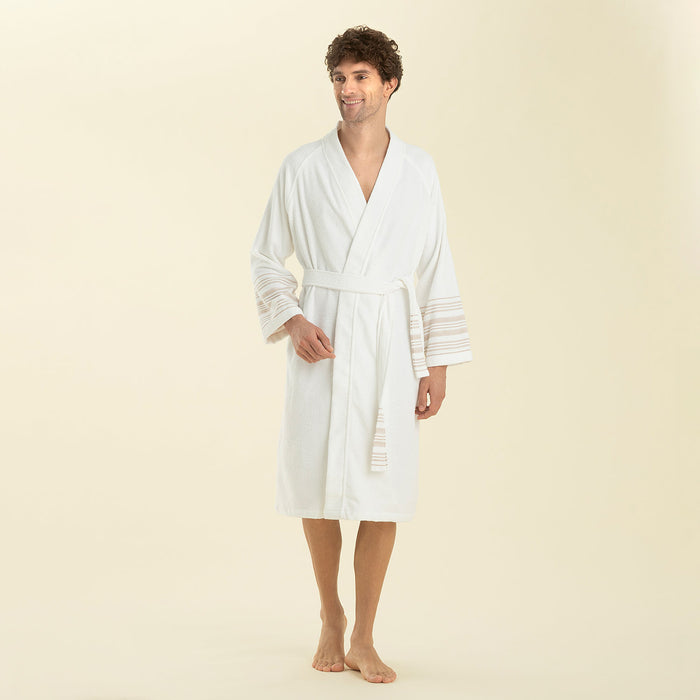 Derin Bamboo Unisex Bathrobe Beyaz-Beige