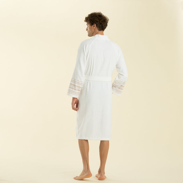 Derin Bamboo Unisex Bathrobe Beyaz-Beige