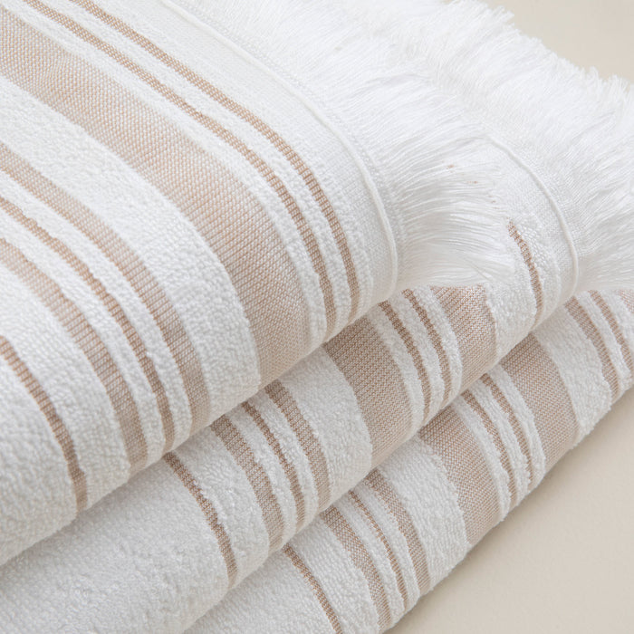 Derin Hand Towel 30x50 cm Beyaz-Beige